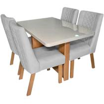 Mesa de Jantar Dora 120x80cm com 4 Cadeiras Dora Tecido Veludo Valdemóveis