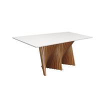 Mesa de Jantar Dubai Base em Madeira Maciça Tampo Retangular - Amêndoa Tampo 160x90cm Branco/Vidro Off-White Mesa de Jantar Dubai Base em Madeira Maciça Tampo Retangular - Amêndoa Tampo 160x90cm Branco/Vidro Off-White