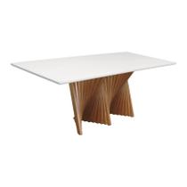 Mesa de Jantar Dubai Base em Madeira Maciça Tampo Retangular - Amêndoa Tampo 200x90cm Branco/Vidro Off-White Mesa de Jantar Dubai Base em Madeira Maciça Tampo Retangular - Amêndoa Tampo 200x90cm Branco/Vidro Off-White
