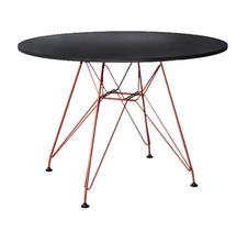 Mesa De Jantar Eames Eiffel 80cm Tampo Redondo Preto Base De Cobre