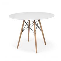 Mesa De Jantar Eames Eiffel Wood Tampo De Mdf 90cm Branco