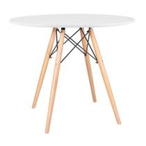 Mesa De Jantar Eames Eiffel Wood Tampo De Mdf 90cm Branco