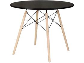 Mesa de Jantar Eames Redonda Preta 110cm Design Minimalista Polipropileno Salas e Eventos