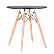 Mesa de Jantar Eames Redonda Preta 70cm com Pés Madeira e Metal com Tampo Resistente Design Minimalista Mesa de Jantar Eames Redonda Preta 70cm com Pés Madeira e Metal com Tampo Resistente Design Minimalista