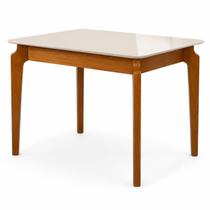Mesa de Jantar Egeu 1,35m Madeira Maciça com Tampo de Vidro Madesala