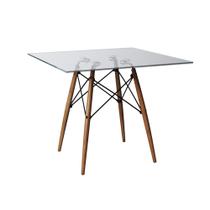 Mesa de Jantar Eiffel Dkr Quadrado Tampo de Vidro 110cm