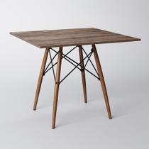 Mesa de Jantar Eiffel Quadrado Tampo de Madeira 90cm Amêndoa