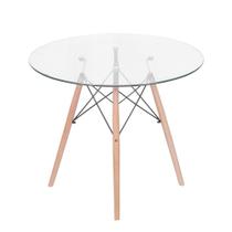 Mesa de Jantar Eiffel Redonda Tampo em Vidro- 90cm