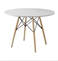 Mesa De Jantar Eiffel Redondo Tampo De Madeira 110cm Branco4