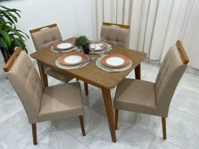 Mesa de Jantar Elegance 1.200.80 Com 4 Cadeiras Nicole Cinamomo/Bege Linho Mesa de Jantar Elegance 1.200.80 Com 4 Cadeiras Nicole Cinamomo/Bege Linho