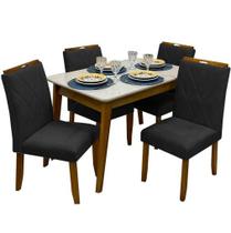 Mesa de Jantar Elegance 12080 COM Vidro 4 Cadeiras California JCM Cinamomo Off White