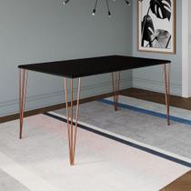 Mesa De Jantar Elen 150x90cm Tampo Preto Com Base Cobre Preto Mesa De Jantar Elen 150x90cm Tampo Preto Com Base Cobre Preto