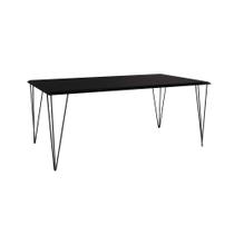 Mesa de Jantar Elen Retangular Tampo de Madeira 140x80cm Preto