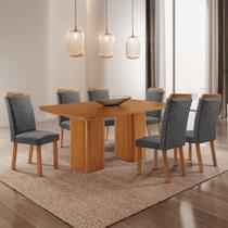 Mesa de Jantar Eloise 180 cm Tampo MDF Laminado Canto Copo com 6 Cadeiras Aline Mesa de Jantar Eloise 180 cm Tampo MDF Laminado Canto Copo com 6 Cadeiras Aline