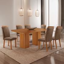 Mesa de Jantar Eloise 180 cm Tampo MDF Laminado Canto Copo com 6 Cadeiras Aline Mesa de Jantar Eloise 180 cm Tampo MDF Laminado Canto Copo com 6 Cadeiras Aline