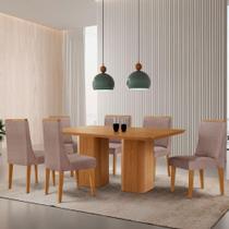 Mesa De Jantar Eloise 180cm Tampo Mdf 6 Cadeiras Lisboa Linho Capuccino/naturale Mesa De Jantar Eloise 180cm Tampo Mdf 6 Cadeiras Lisboa Linho Capuccino/naturale