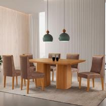 Mesa De Jantar Eloise 180cm Tampo Mdf 6 Cadeiras Lisboa Tork/naturale