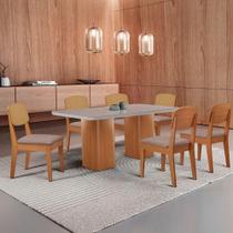 Mesa De Jantar Eloise 180cm Tampo Mdf 6 Cadeiras Moderna Linho Capuccino/nat/off/serig. Off Mesa De Jantar Eloise 180cm Tampo Mdf 6 Cadeiras Moderna Linho Capuccino/nat/off/serig. Off