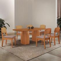 Mesa De Jantar Eloise 180cm Tampo Mdf 6 Cadeiras Moderna Linho Capuccino/naturale Mesa De Jantar Eloise 180cm Tampo Mdf 6 Cadeiras Moderna Linho Capuccino/naturale