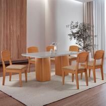 Mesa De Jantar Eloise 180cm Tampo Mdf 6 Cadeiras Moderna Turim 07/nat/off/serig. Off Mesa De Jantar Eloise 180cm Tampo Mdf 6 Cadeiras Moderna Turim 07/nat/off/serig. Off