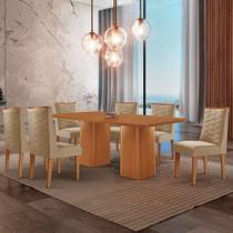 Mesa De Jantar Eloise 180cm Tampo Mdf 6 Cadeiras Moderna Turim 07/naturale Mesa De Jantar Eloise 180cm Tampo Mdf 6 Cadeiras Moderna Turim 07/naturale