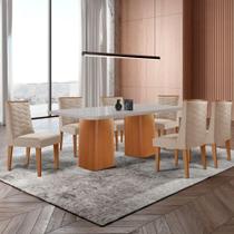 Mesa De Jantar Eloise 180cm Tampo Mdf 6 Cadeiras Moderna Veludo Creme /nat/off/serig. Off Mesa De Jantar Eloise 180cm Tampo Mdf 6 Cadeiras Moderna Veludo Creme /nat/off/serig. Off
