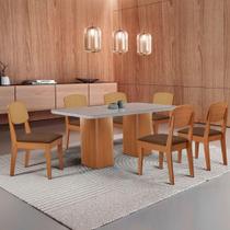 Mesa De Jantar Eloise 180cm Tampo Mdf 6 Cadeiras Moderna Veludo Marrom/nat/off/serig. Off Mesa De Jantar Eloise 180cm Tampo Mdf 6 Cadeiras Moderna Veludo Marrom/nat/off/serig. Off