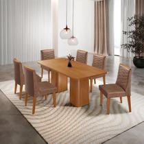 Mesa De Jantar Eloise 180cm Tampo MDF Com 6 Cadeira Moderna Tork Naturale Mesa De Jantar Eloise 180cm Tampo MDF Com 6 Cadeira Moderna Tork Naturale