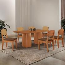 Mesa de Jantar Eloise 180cm Tampo MDF Laminado com 6 Cadeiras Copper Premium Moderna Mobília