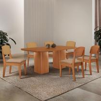 Mesa de Jantar Eloise 180cm Tampo MDF Laminado com 6 Cadeiras Copper Premium Moderna Mobília