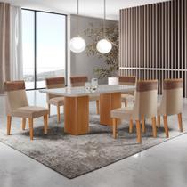 Mesa de Jantar Eloise 180cm Tampo MDF Vidro com 6 Cadeiras Andes Moderna Mobília Mesa de Jantar Eloise 180cm Tampo MDF Vidro com 6 Cadeiras Andes Moderna Mobília