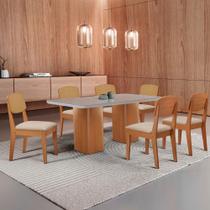 Mesa de Jantar Eloise 180cm Tampo MDF Vidro com 6 Cadeiras Copper Premium Moderna Mobília