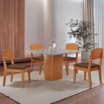 Mesa De Jantar Eloise 90cm Tampo Mdf 4 Cadeiras Copper Veludo Marrom/nat/off/serig. Off Mesa De Jantar Eloise 90cm Tampo Mdf 4 Cadeiras Copper Veludo Marrom/nat/off/serig. Off