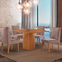Mesa De Jantar Eloise 90cm Tampo Mdf 4 Cadeiras Moderna Linho Capuccino/naturale Mesa De Jantar Eloise 90cm Tampo Mdf 4 Cadeiras Moderna Linho Capuccino/naturale