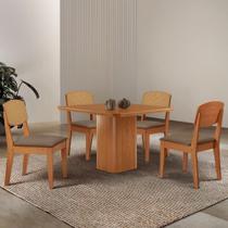 Mesa De Jantar Eloise 90cm Tampo Mdf 4 Cadeiras Moderna Veludo Capuccino/naturalle Mesa De Jantar Eloise 90cm Tampo Mdf 4 Cadeiras Moderna Veludo Capuccino/naturalle