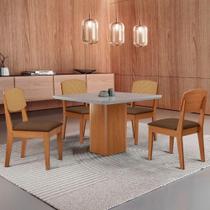 Mesa De Jantar Eloise 90cm Tampo Mdf 4 Cadeiras Moderna Veludo Marrom/nat/off/serig. Off Mesa De Jantar Eloise 90cm Tampo Mdf 4 Cadeiras Moderna Veludo Marrom/nat/off/serig. Off