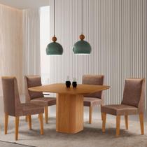 Mesa De Jantar Eloise 90cm Tampo Mdf Com 4 Cadeiras Moderna Tork/naturale