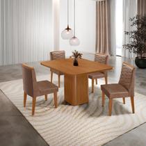 Mesa de Jantar Eloise 90cm Tampo MDF Laminado Canto Copo com 4 Cadeiras Eloise Moderna Mobília
