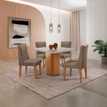 Mesa de Jantar Eloise 90cm Tampo MDF Vidro Canto Copo com 4 Cadeiras Isadora Moderna Mobília