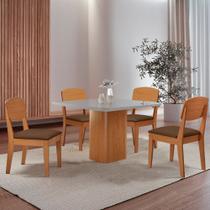 Mesa de Jantar Eloise 90cm Tampo MDF Vidro com 4 Cadeiras Copper Moderna Mobília