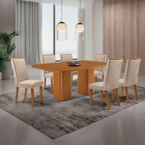 Mesa de Jantar Eloise Lira 6 Lugares Retangular MDF 180CM Creme Moderna