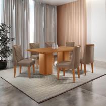 Mesa De Jantar Eloise Tampo Laminado Com 6 Cadeiras Isadora Veludo Capuccino Naturale Mesa De Jantar Eloise Tampo Laminado Com 6 Cadeiras Isadora Veludo Capuccino Naturale