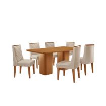 Mesa De Jantar Eloise Tampo Laminado Com 6 Cadeiras Isadora Veludo Creme Naturale Mesa De Jantar Eloise Tampo Laminado Com 6 Cadeiras Isadora Veludo Creme Naturale