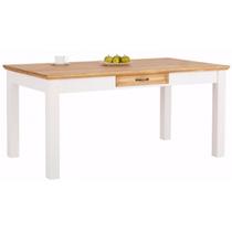 Mesa de Jantar em Madeira com Toque Acetinado Coleção England Branco/Marrom Mesa de Jantar em Madeira com Toque Acetinado Coleção England Branco/Marrom