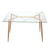 Mesa de Jantar em Vidro 120X80cm Eames Eiffel com Base de Madeira RF4127 Mozaic