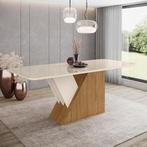 Mesa de Jantar Epic 200 C/ Vidro Nature/Off White - Henn - LM DECOR