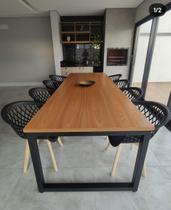 Mesa De Jantar Estilo Industrial 270x100 C/ 8 Cadeiras Mônaco Fratini