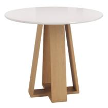 Mesa de Jantar Estilo Redonda 90cm com Vidro MDF/MDP, Tampo 18mm, Base Cor Mel Sonetto