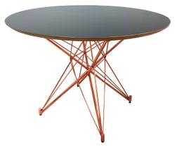 Mesa De Jantar Estrela Redonda Base Cobre Rose Gold E Tampo De 120Cm