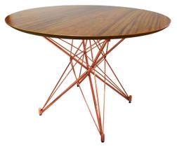 Mesa De Jantar Estrela Redonda Base Cobre Rose Gold E Tampo De 120Cm